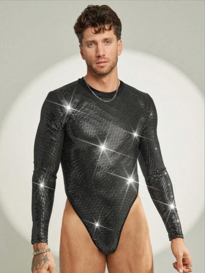 Man's Sequin Long Sleeve Bodysuit